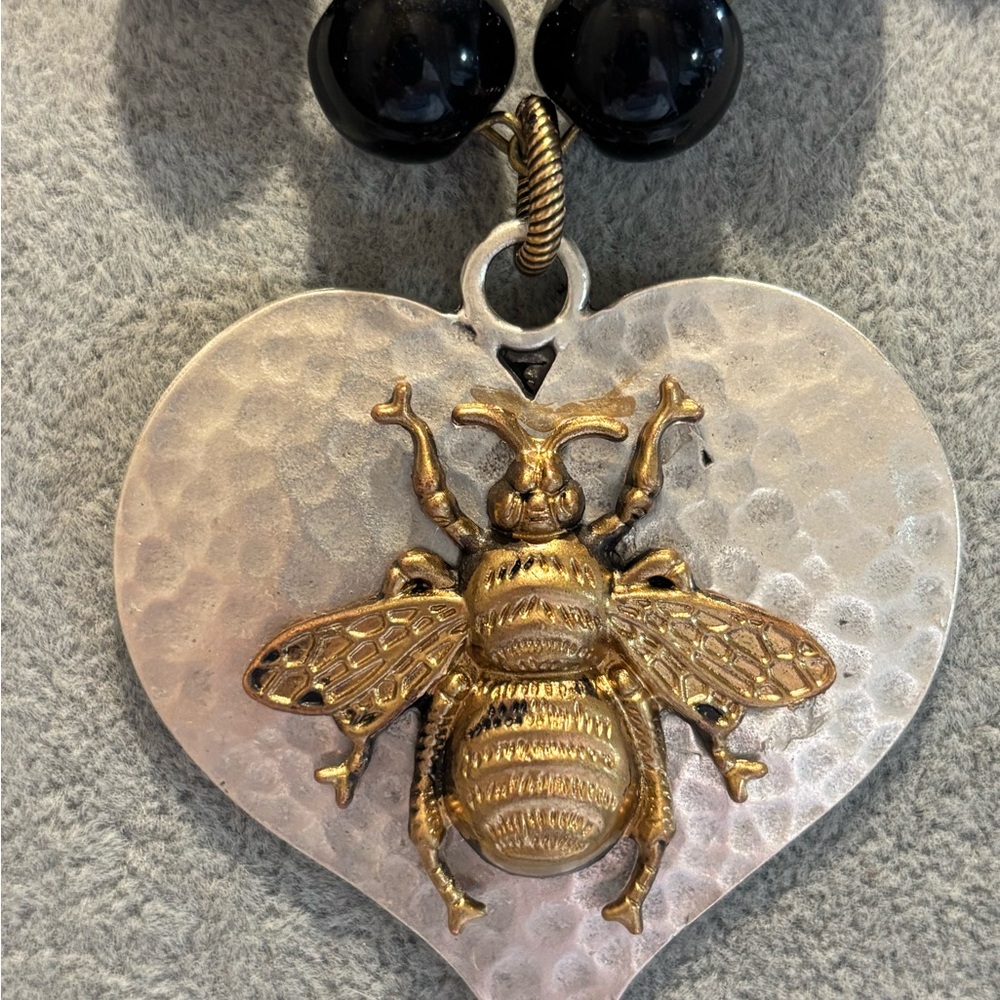 Gold and Black Bee Pendant Necklace - Picture 3 of 4